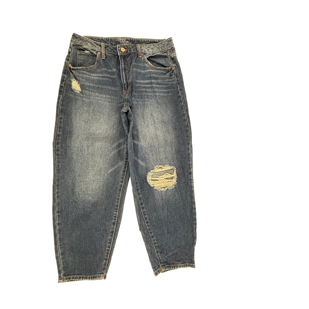 Time And Tru High Rise Distressed Boyfriend Women's size 12 Dark Blue Denim Jean